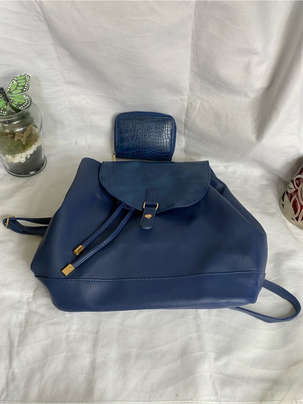 Classic Navy Women's Backpack with wallet